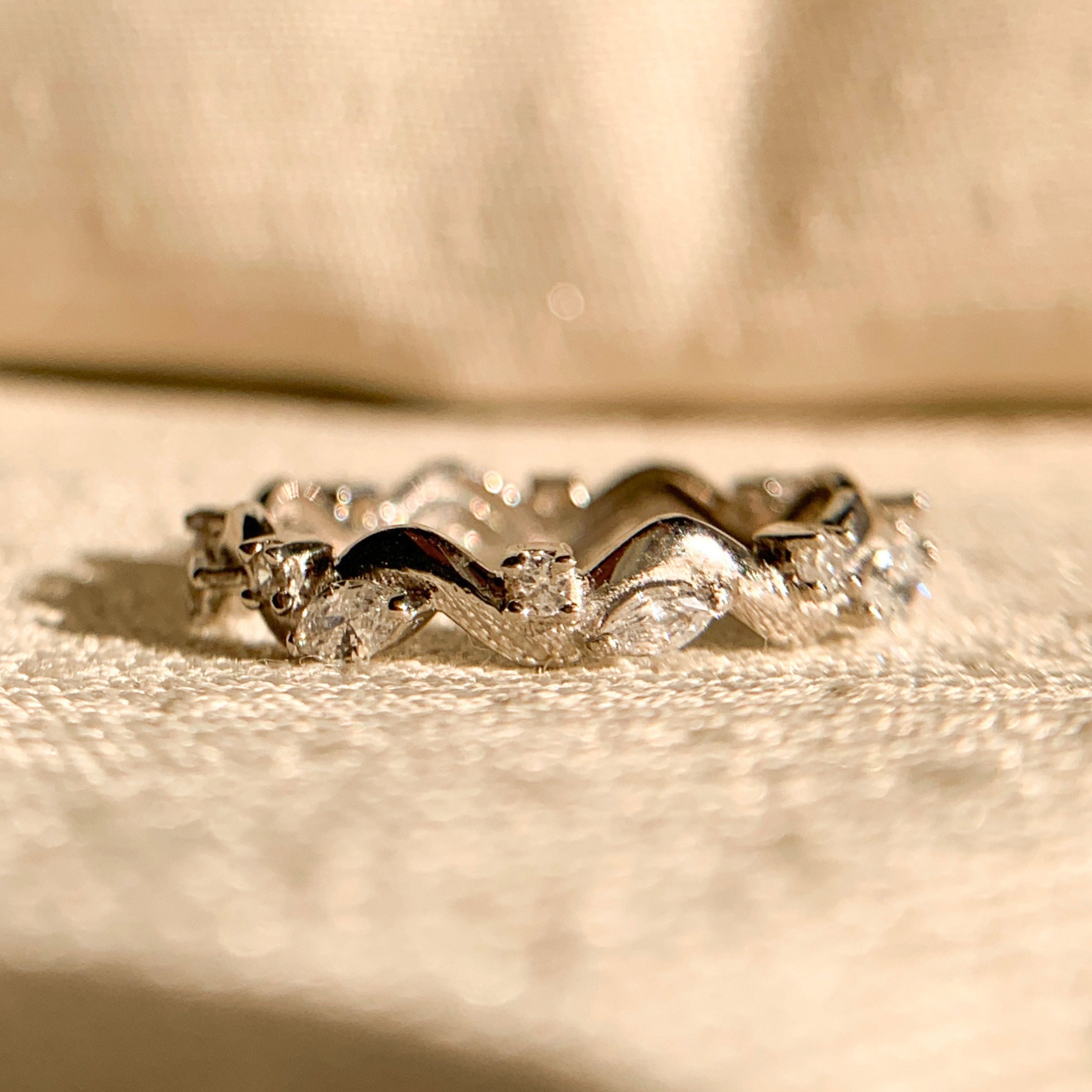 "Marquise and round shape stacking diamond rings for women in gold"